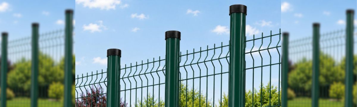 A rendezett kerítés a tartóoszlopoknál kezdődik